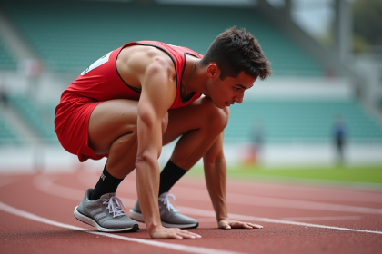 Jeune athlète en course essoufflé après un sprint intense