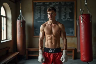 Jeune boxeur dans une salle de boxe traditionnelle