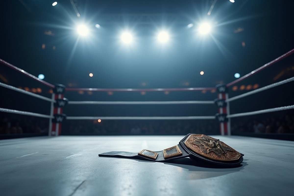 Ceinture de championnat sur le ring après un match intense