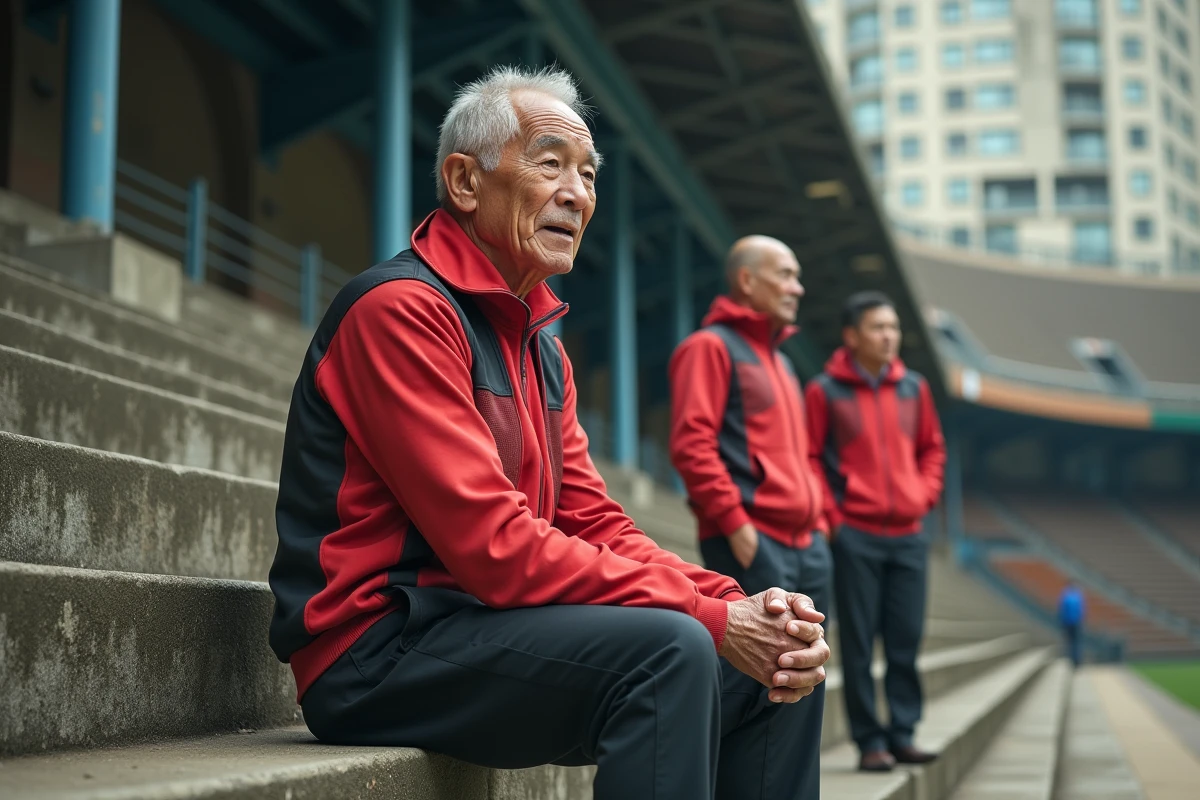 Boxeur légendaire assis dans un stade urbain historique