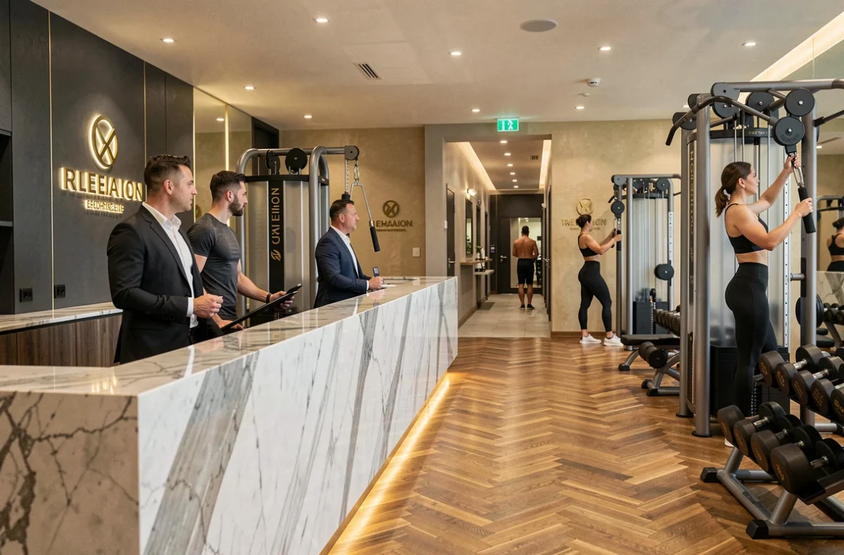 Intérieur haut de gamme du Club Maillot dans le 17e arrondissement de Paris avec équipements premium et finitions soignées