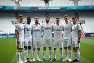Groupe de jeunes joueurs Real Madrid au stade Santiago Bernabeu