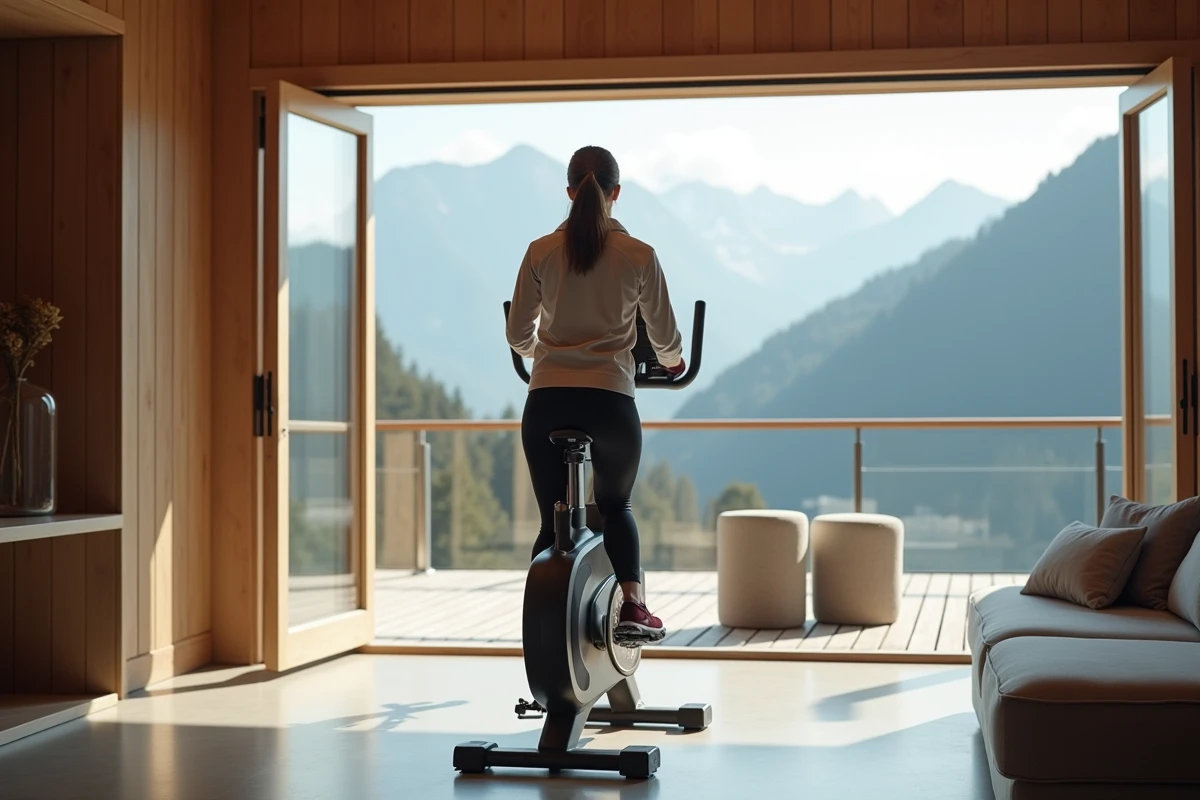 Femme ajustant un vélo d