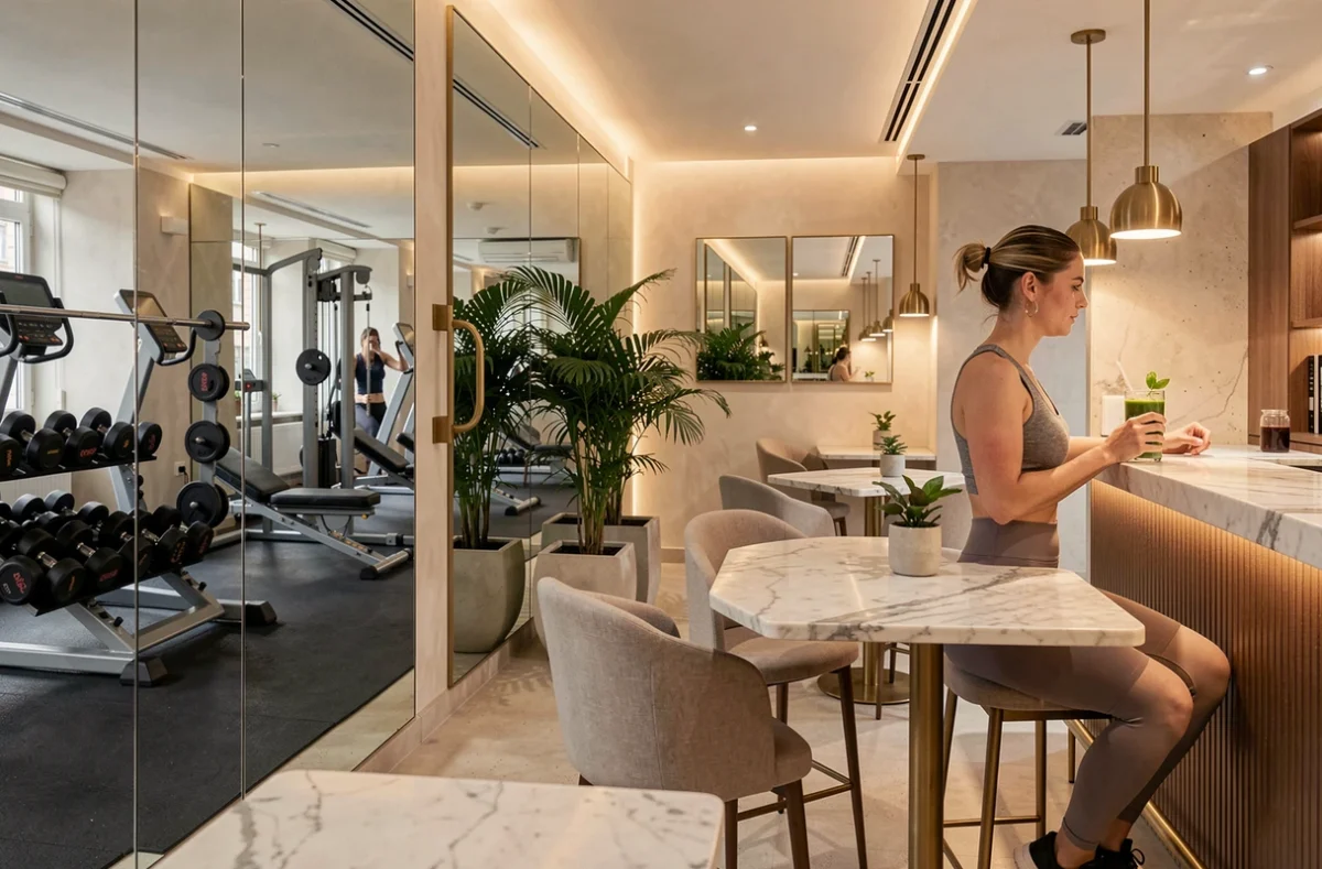 Le Klay dans le Marais à Paris, espace hybride alliant salle de sport haut de gamme et restaurant chic dans un cadre design