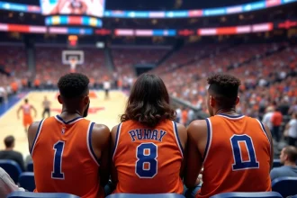 Supporters des New York Knicks installés en sièges courtside à Madison Square Garden pendant un match NBA