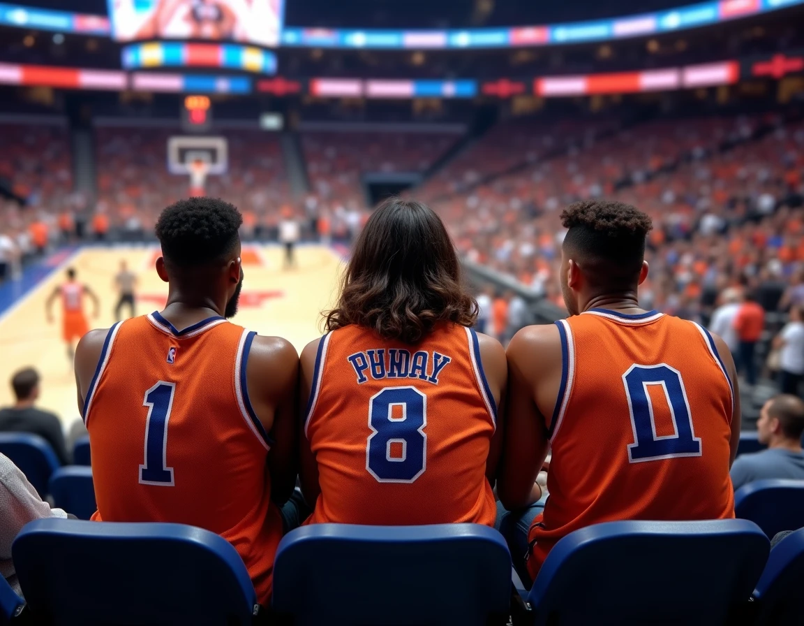 Supporters des New York Knicks installés en sièges courtside à Madison Square Garden pendant un match NBA