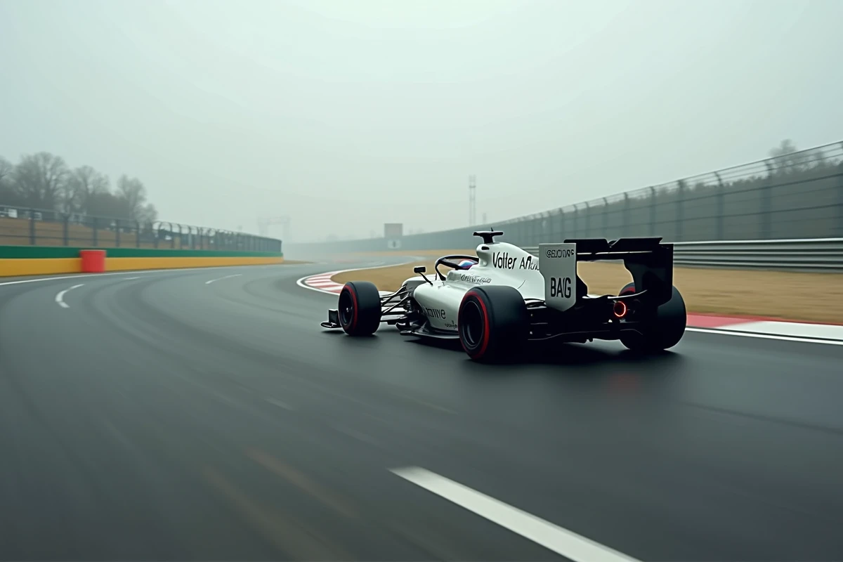 Voiture de sport en pleine courbe sur un circuit de pilotage professionnel